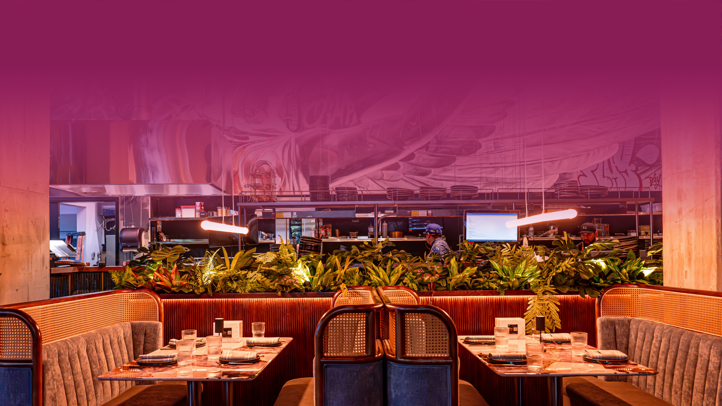 Interior of V.Modern italian restaurant